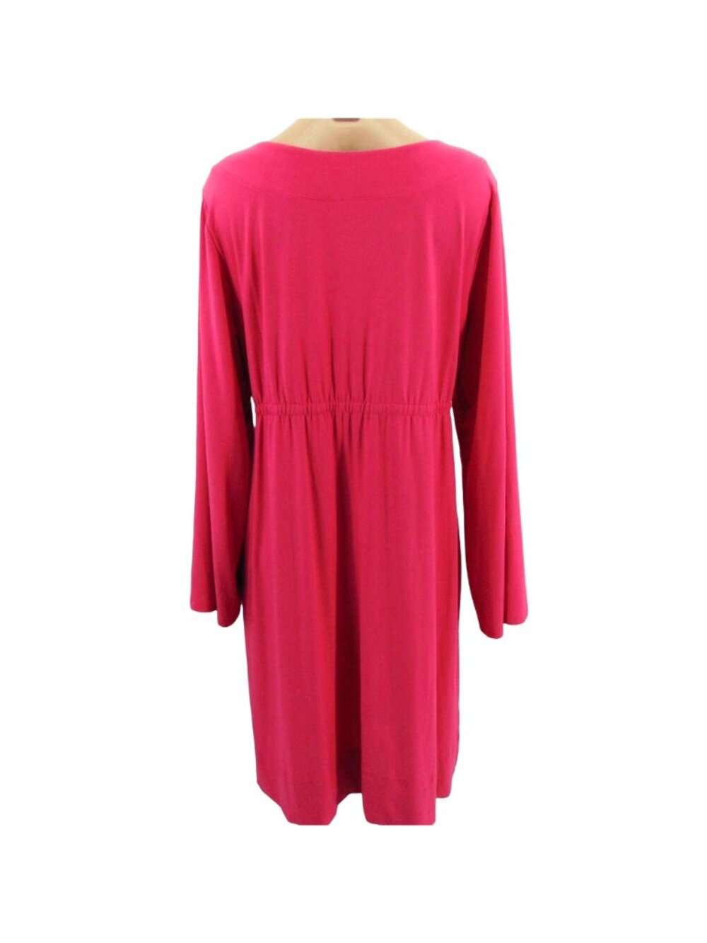Soma Womans Pink Size L Long Sleeve V Neck  Dress Drawstring Waist Button Tab - Picture 3 of 14